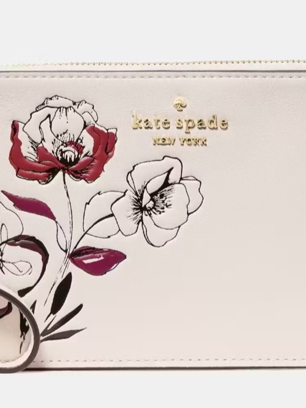 Kate Spade Lucy Floral Leather Wristlet with Gold Logo